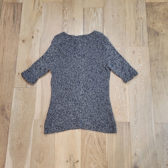 Calvin Klein Jeans brown/grey/cream marled vneck 3/4 short sleeve sweater size L - Picture 5 of 8